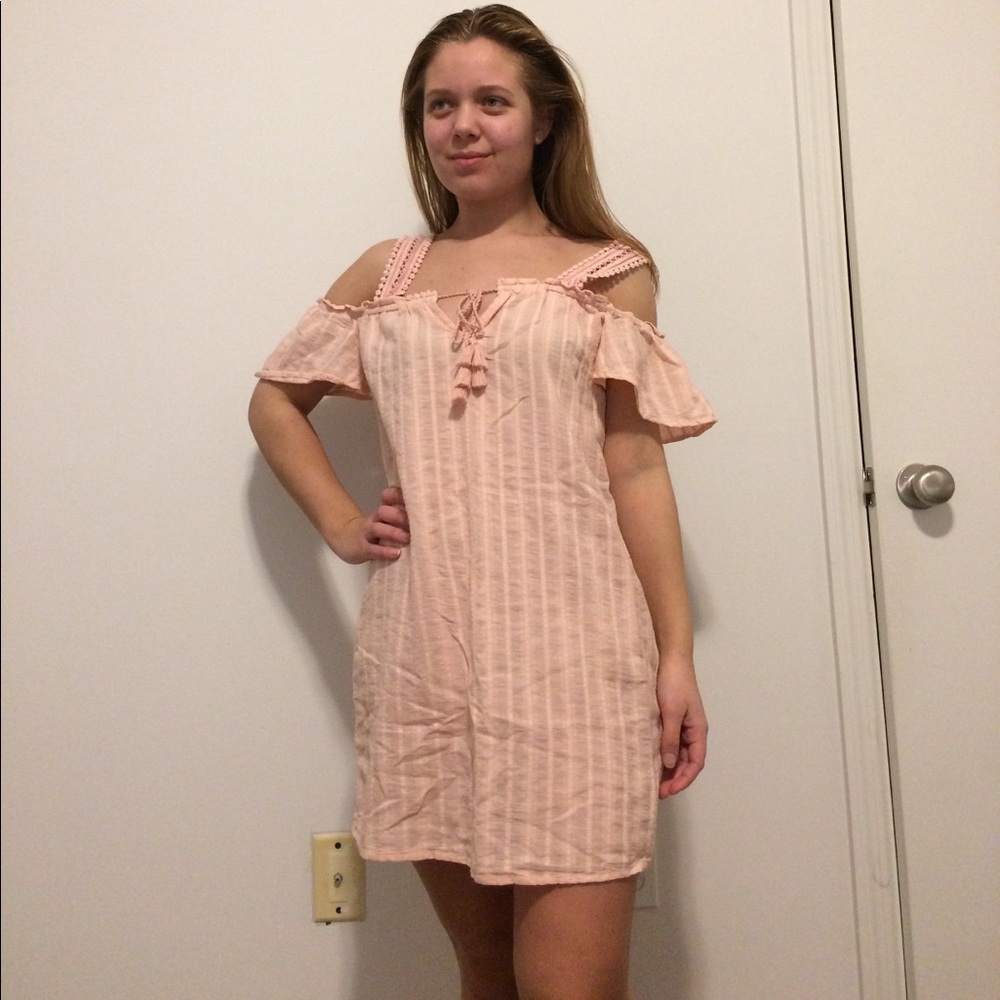 Aerie Pink Peasant Tassel Sundress